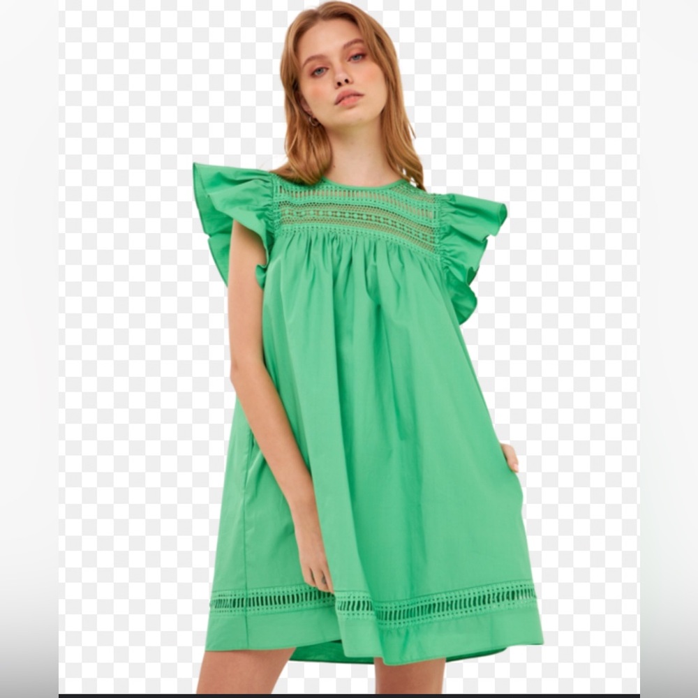 English Factory, Flutter Sleeve Mini Dress, Medium